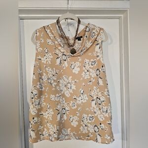 Ann Taylor Beige and Black Patterned Blouse